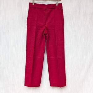 COS Red Wool Blend High Rise Straight Leg Trouser Pants, size EU34/US4